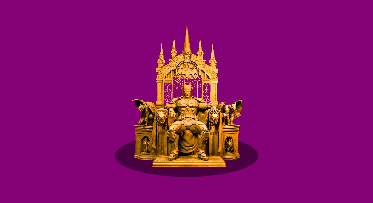فایل پرینت سه‌بعدی فیگور کلکسیونی بتمن روی صندلی سلطنت (Batman on Throne 3D Print File STL) – نماد قدرت و اقتدار!